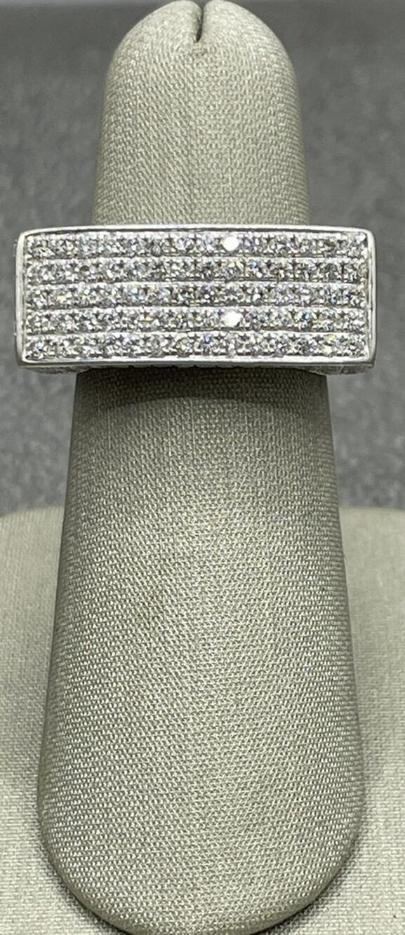 14K White Gold Rectangular 5 Sided Diamond Ring (27070)